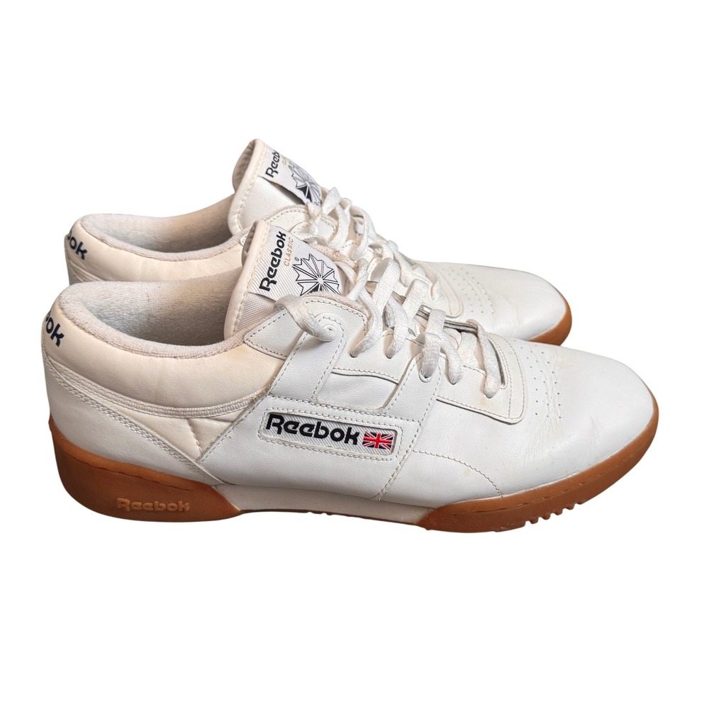 Reebok Classic Workout Plus White Gum Sole Leather Low Top Sneakers Mens size 13